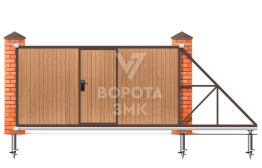Деревянные откатные ворота 1980×2100 ЗМК-7718