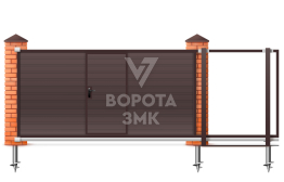 Откатные ворота с калиткой 4,5 метра 4500×2300 ЗМК-7893