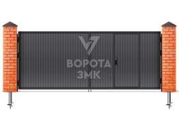 Распашные ворота простые с калиткой 2000×2750 ЗМК-4802